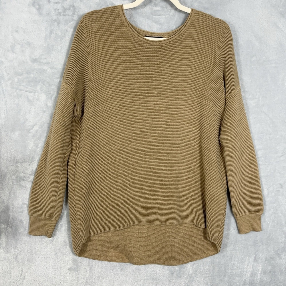 Eileen Fisher Sweater XS Organic Cotton Tencel Ribbed Beige Pullover Comfy